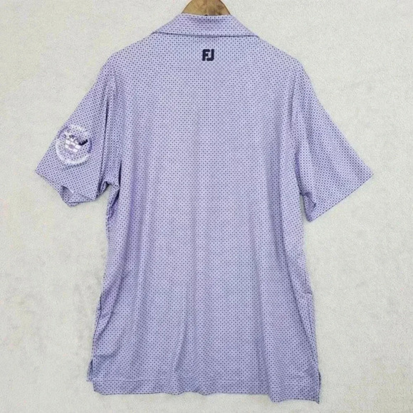 Footjoy Mens Polo‎ Shirt Purple Geometric Print Large Polyester Spandex 21CT - Picture 2 of 7